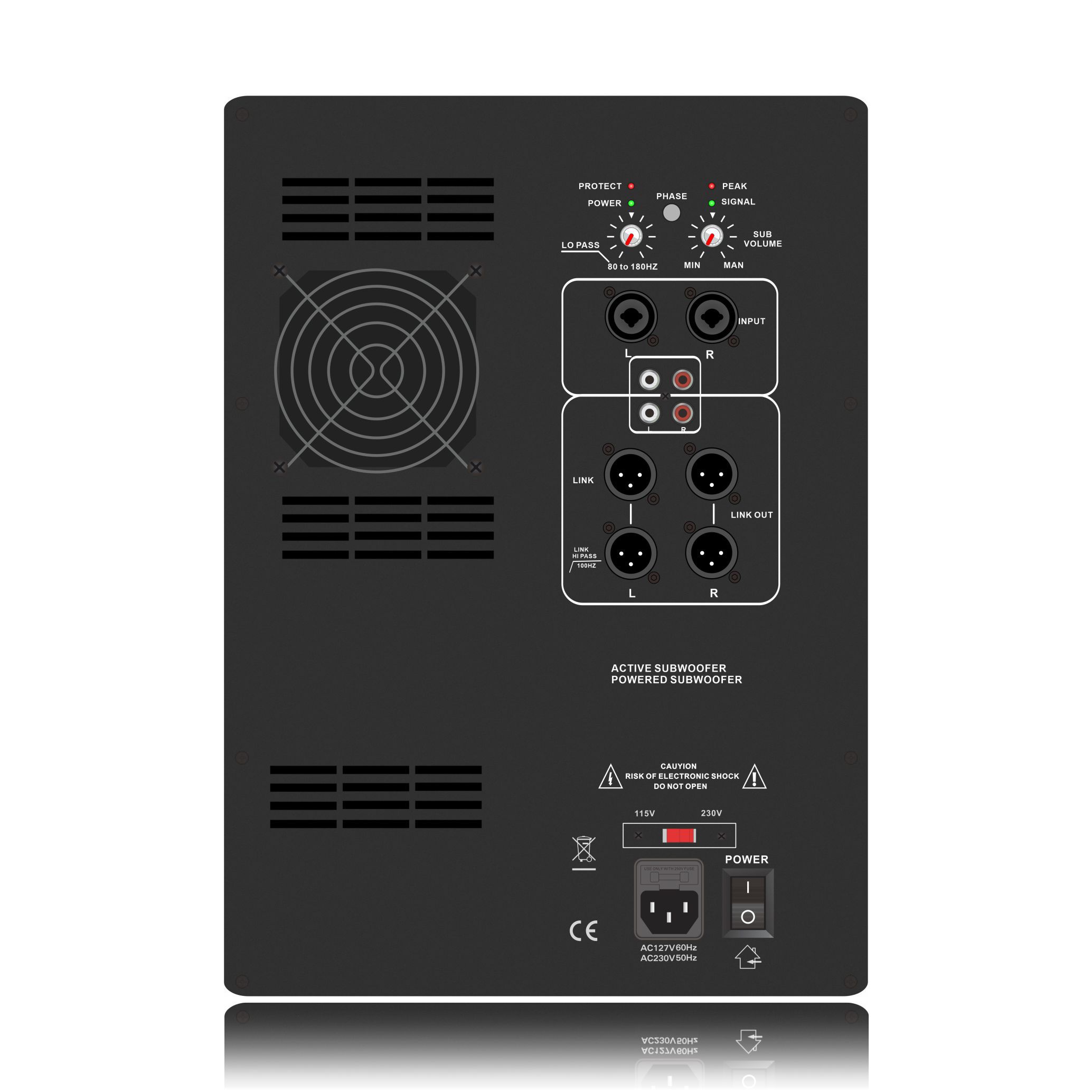 SUB18-2.1-luokan AB tehollinen subwoofer-vahvistin