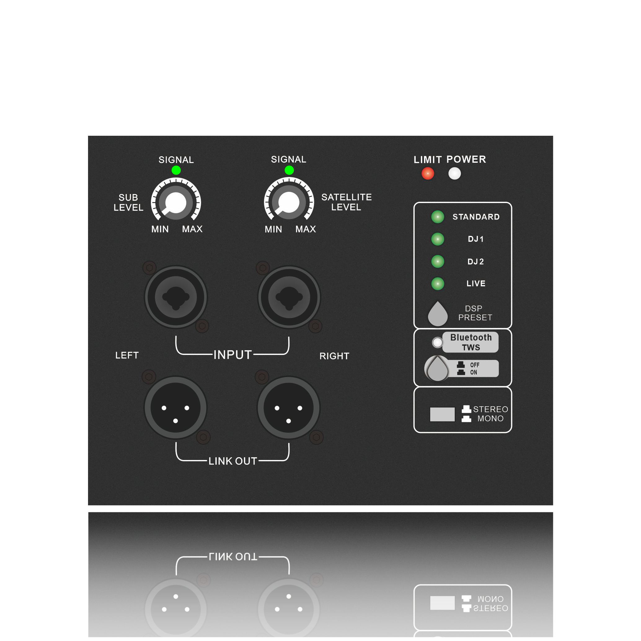 DSP1903SUB-sarjan tehollinen subwoofer 1.1 / 2.1 / 2.2 kanavajärjestelmä