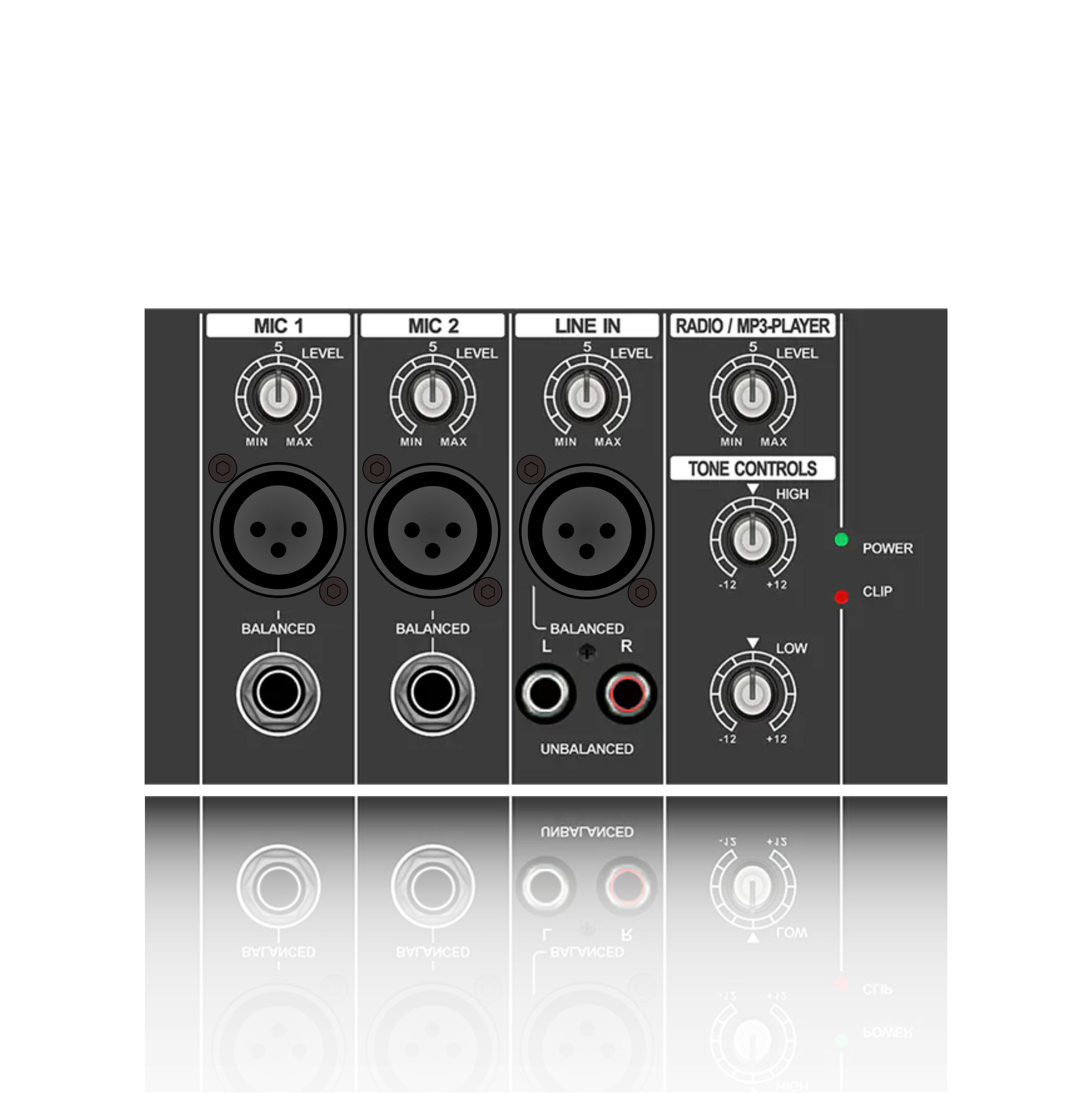 PL1: Diskantti- ja bassotaajuuskorjaimen vaakasuuntainen analoginen toiminnallinen moduuli luokan AB vahvistimelle
