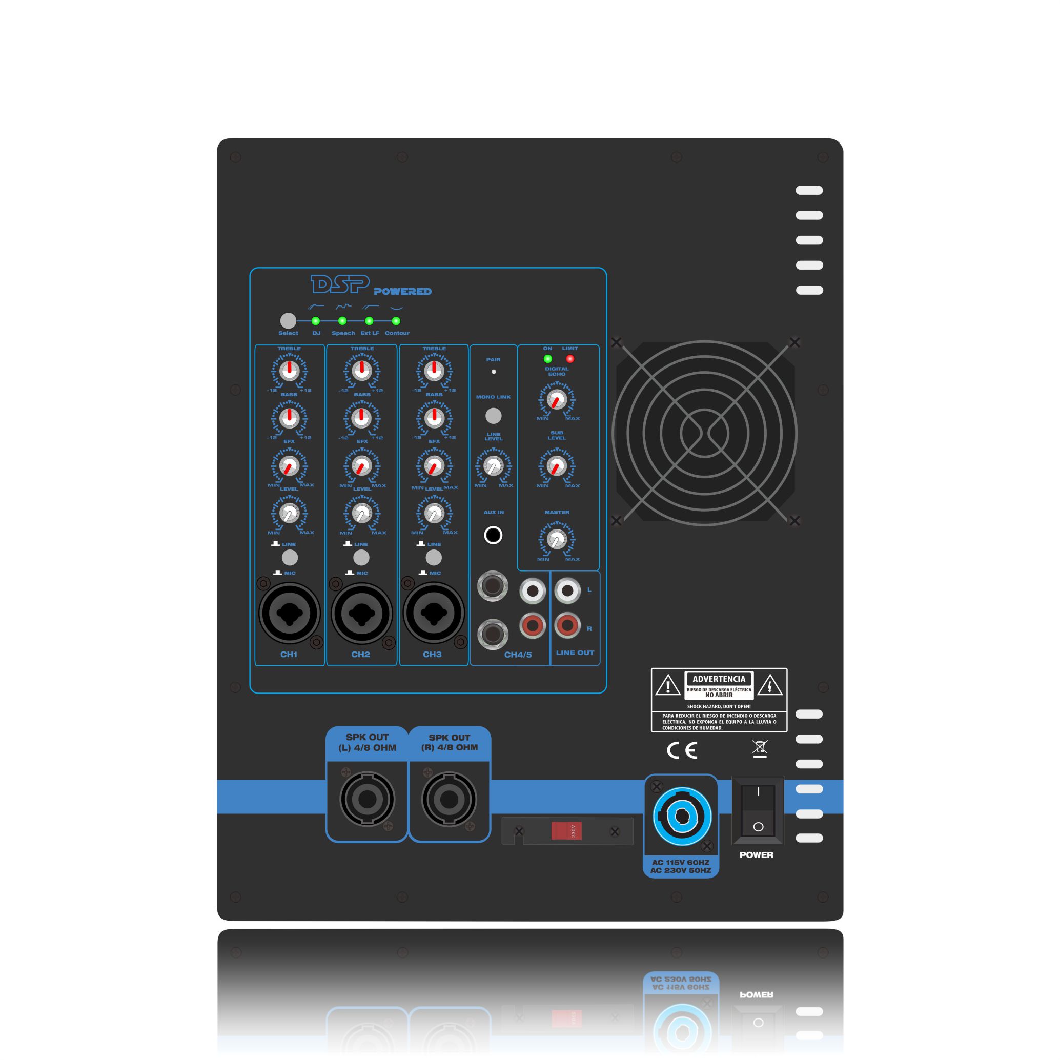 PL82DSP Line Array -kaiutinjärjestelmän tehovahvistin 2.1-2.2