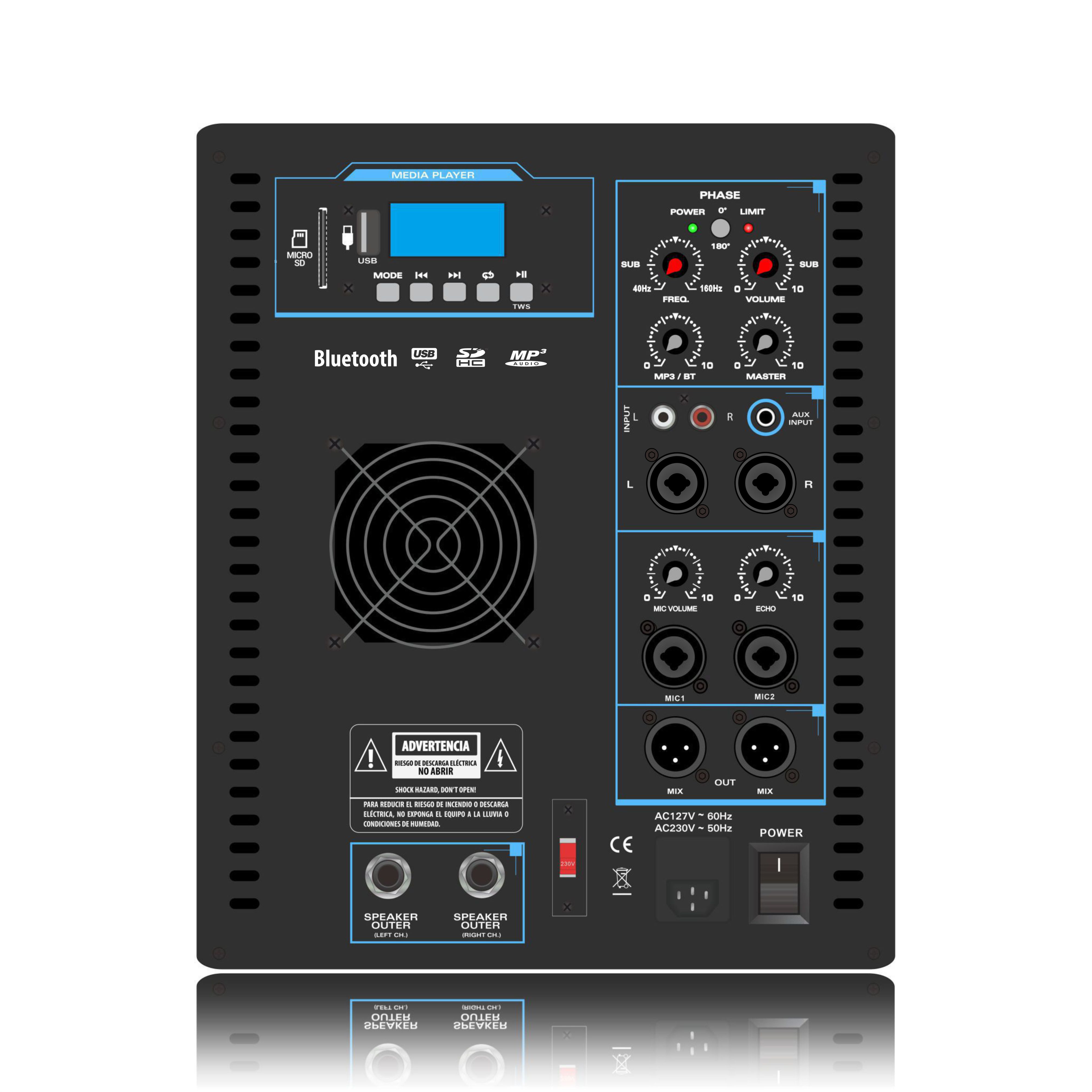 SUB12 Line Array -kaiutinjärjestelmän tehovahvistin 2.1