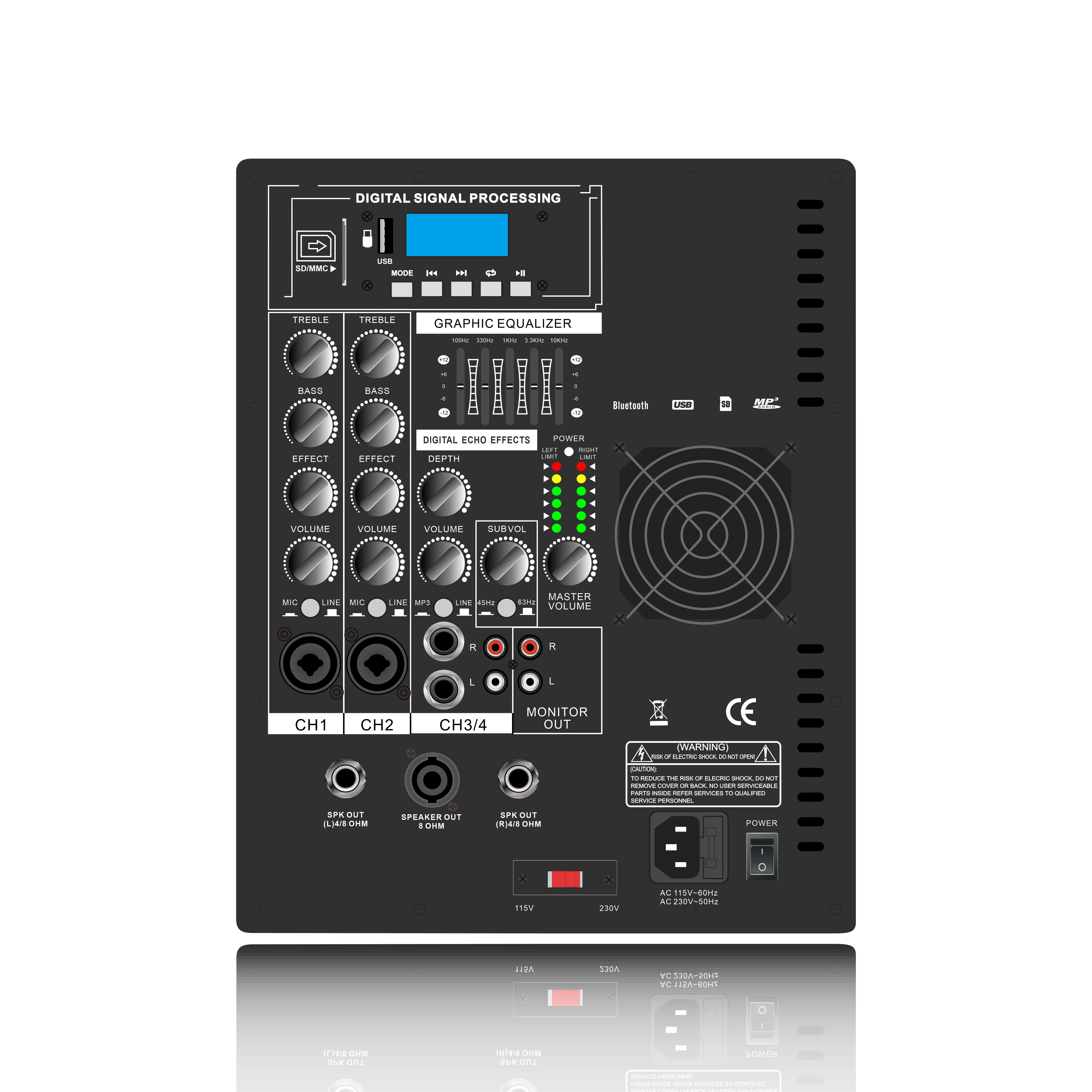 EON206SUB Line Array -kaiutinjärjestelmän tehovahvistin 2.1-2.2