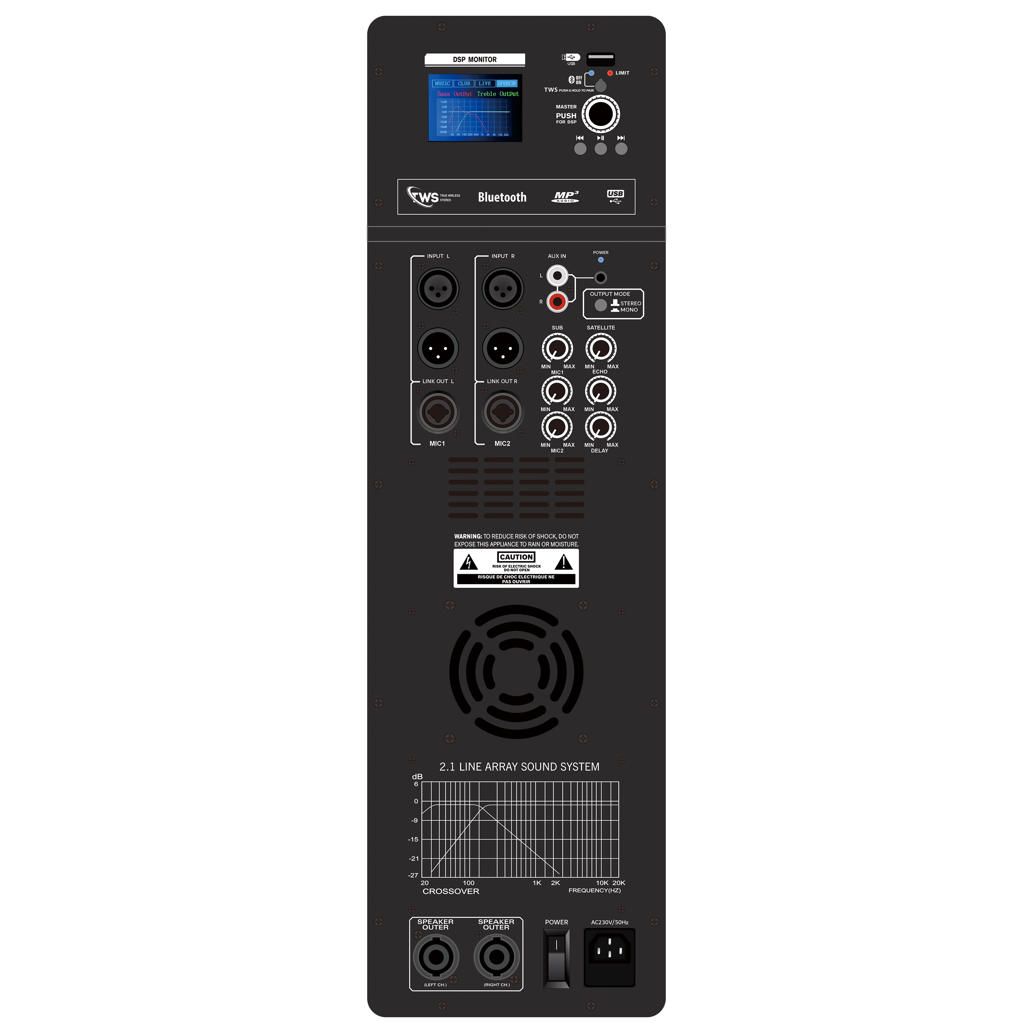 DSP1908-2.1 Pro Active Line Array -tehovahvistin